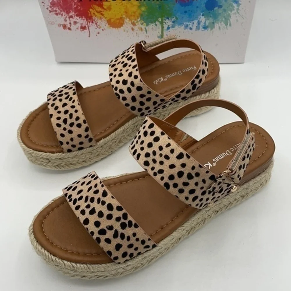 PIERRE DUMAS Cheetah Stud-Accent Magic Sandals